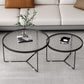 Modern Round Coffee Table Glass Top Nesting Coffee Table Set Clearhalo 'Coffee & Accent Tables' 'Coffee Tables' 'coffee_tables' 'furn' 'furn_coffee_tables' 'Furniture' 'Living Room Furniture' 1200x1200_dafd9b59-a816-41d3-9d2c-3958cb3f7028