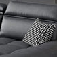 Faux Leather L-Shape Sectional with Adjustable Head Pillow for 4 People