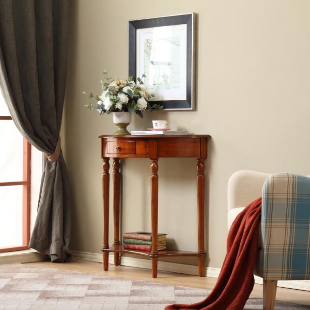 Tavolo da console di legno vittoriano Half Moon Console Table per Hall