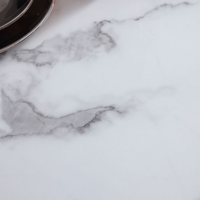 Rectangle Marble White Dining Table Industrial Trestle Base Table for Dining Room