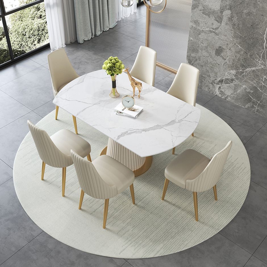 Modern Sintered Stone Dining Room Set with Round Top and Pedestal Base Dining Furniture Clearhalo 'Dining Room Sets' 'Dining Tables & Seating' 'dining_room_set' 'furn' 'furn_dining_room_set' 'Furniture' 'furniture_dining_room_set' 'Kitchen & Dining Furniture' 'kitchen&dining_furn' 'kitchen' 1200x1200_db00dbac-05bb-424a-b9fd-52b1534e7711
