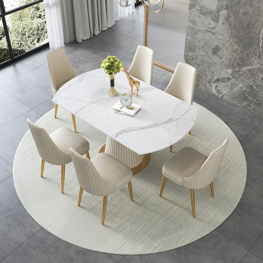 Modern Sintered Stone Dining Room Set with Round Top and Pedestal Base Dining Furniture Clearhalo 'Dining Room Sets' 'Dining Tables & Seating' 'dining_room_set' 'furn' 'furn_dining_room_set' 'Furniture' 'furniture_dining_room_set' 'Kitchen & Dining Furniture' 'kitchen&dining_furn' 'kitchen' 1200x1200_db00dbac-05bb-424a-b9fd-52b1534e7711