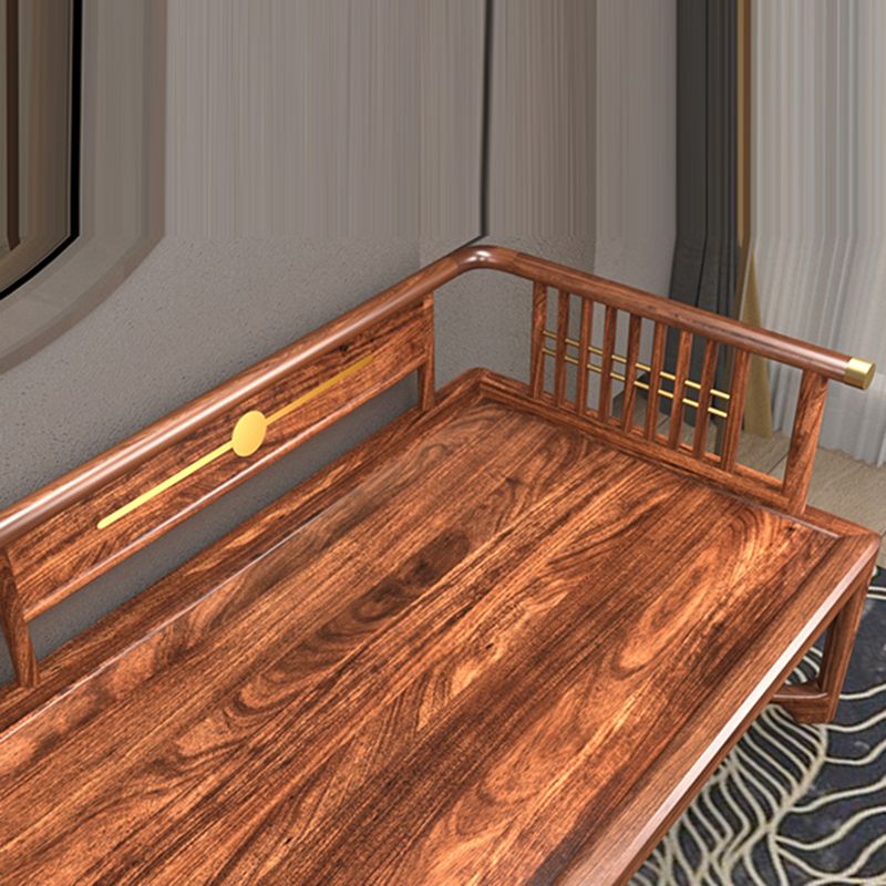 Chaise longue tradizionale con braccioli in legno con braccioli tondi per camera da letto soggiorno
