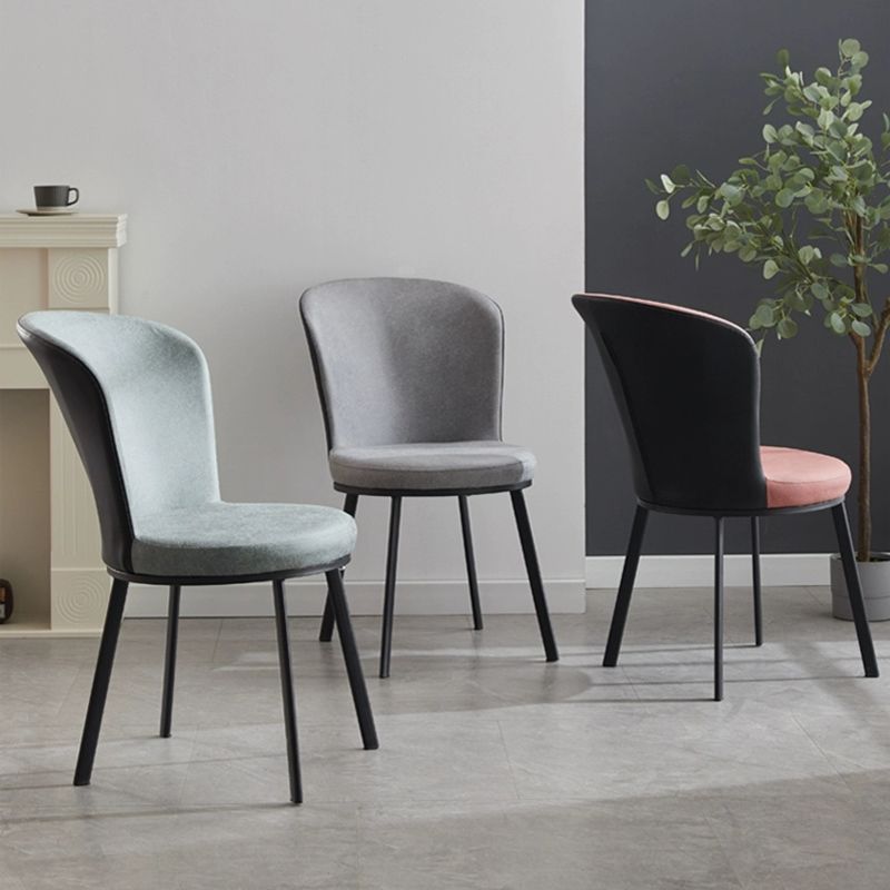 Glam Style Upholstered Armless Side Chair Metal 4 Black Finish Legs Solid Back Chairs Clearhalo ' kitchen&dining_furn' 'Dining Chairs' 'Dining Tables & Seating' 'dining_chair' 'furn' 'furn_dining_chair' 'Furniture' 'furniture_dining_chair' 'Kitchen & Dining Furniture' 'kitchen' 1200x1200_db0684d6-22a7-4f79-bb3c-bdb469a6efc0