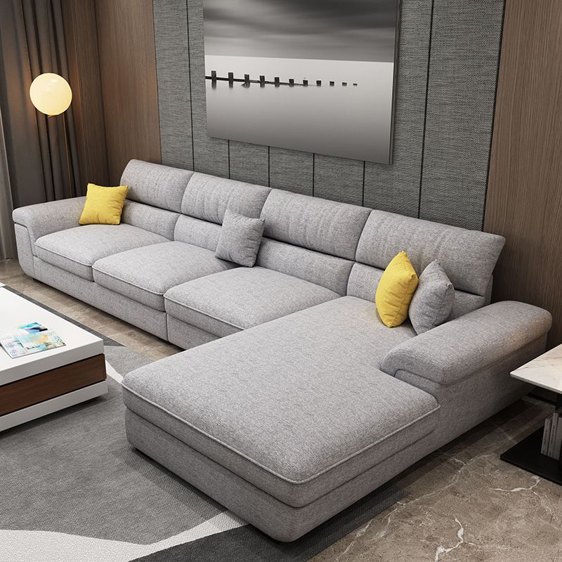 137.8"L x 70.87"W x 37.4"H Removable Cushions Sectionals in Khaki/Blue/Gray Clearhalo 'furn' 'furn_sectionals' 'Furniture' 'furniture_sectionals' 'kitchen' 'kitchen_sectionals' 'Living Room Furniture' 'Sectionals' 1200x1200_db068690-3e71-4679-a95d-c5968d6f59dd