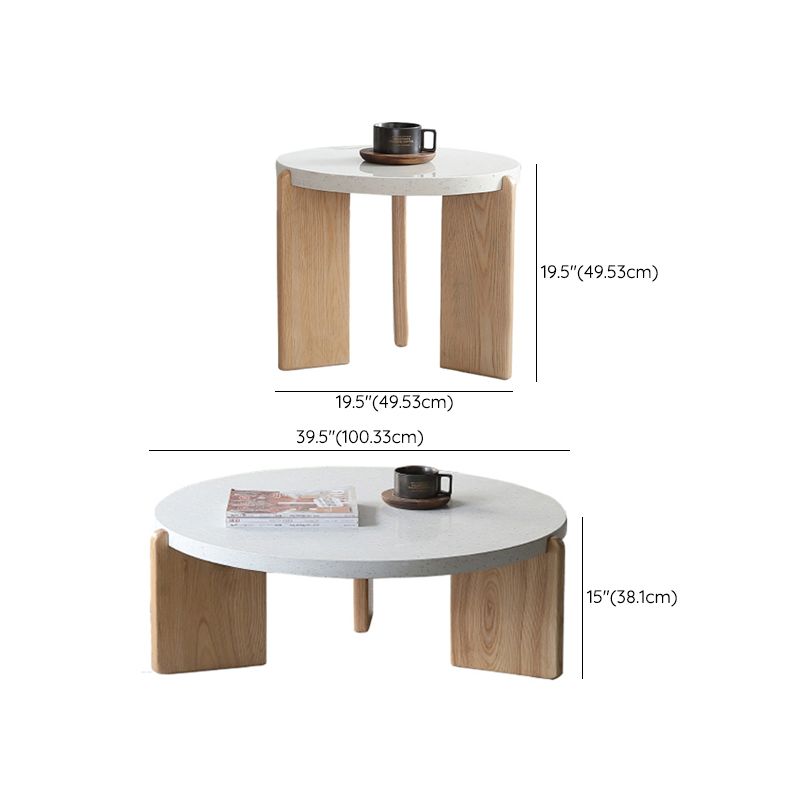 Solid Wood Coffee Table Modern Natural & White Geometric Cocktail Table Clearhalo 'Coffee & Accent Tables' 'Coffee Tables' 'coffee_tables' 'furn' 'furn_coffee_tables' 'Furniture' 'Living Room Furniture' 1200x1200_db076bb1-239e-4d19-9ee4-70608190d213