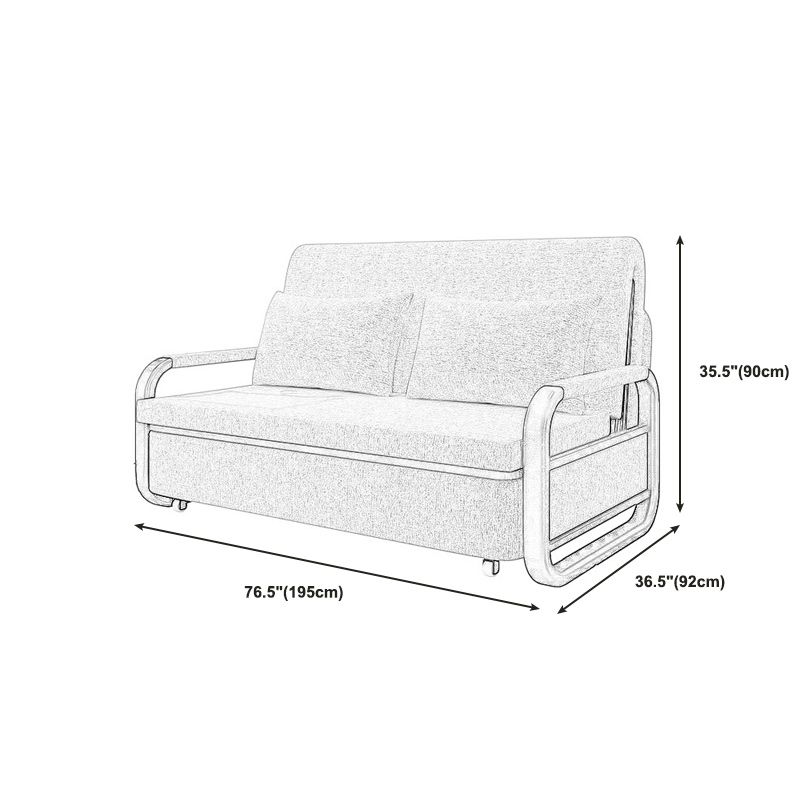 Contemporary Tight Back Sofa Bed Square Arm Fabric Sofa with Storage