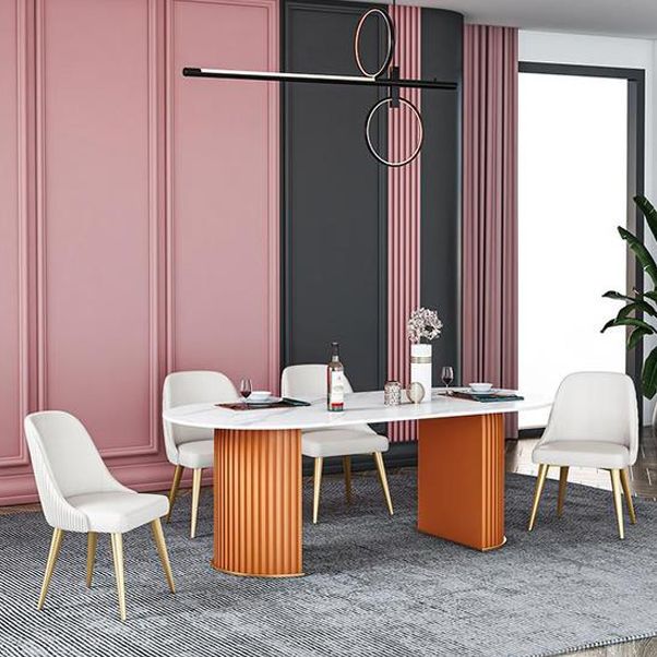 Modern Standard Oval Dining Table Sintered Stone Dining Table for Kitchen Clearhalo ' dining_table' 'Dining Tables & Seating' 'Dining Tables' 'furn' 'furn_dining_table' 'Furniture' 'furniture_dining_table' 'Kitchen & Dining Furniture' 'kitchen&dining_furn' 'kitchen' 'kitchen_dining_table' 1200x1200_db0ac97f-74d4-40a5-83cc-3e8c481a20dd