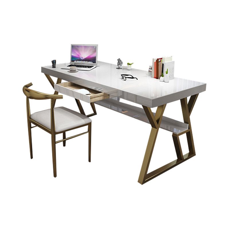 Solid Wood Rectangular Writing Desk 29.53-inch Tall Office Desk with Shelf Clearhalo 'furn' 'furn_office_desk' 'Furniture' 'Office Desks' 'Office Furniture' 'office_desk' 1200x1200_db0b7bf9-d6f8-4bf3-8d3b-56098be87c82