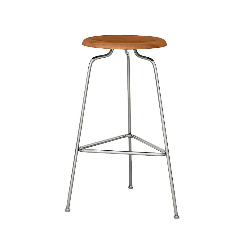 Modern Armless Backless Counter Stool Oak Wood Bar Stool with  Pedal for Cafe
