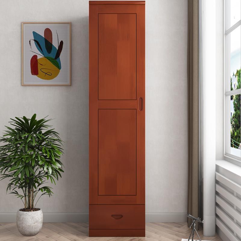 74.8"H Traditional Rubberwood Storage Cabinet with Garment Rod Matte Finish Cabinet Clearhalo 'Armoires & Wardrobes' 'armoires_wardrobes' 'Bedroom Furniture' 'furn' 'furn_armoires_wardrobes' 'Furniture' 1200x1200_db0c22f2-f668-4fa0-8f5f-da15ef48351f