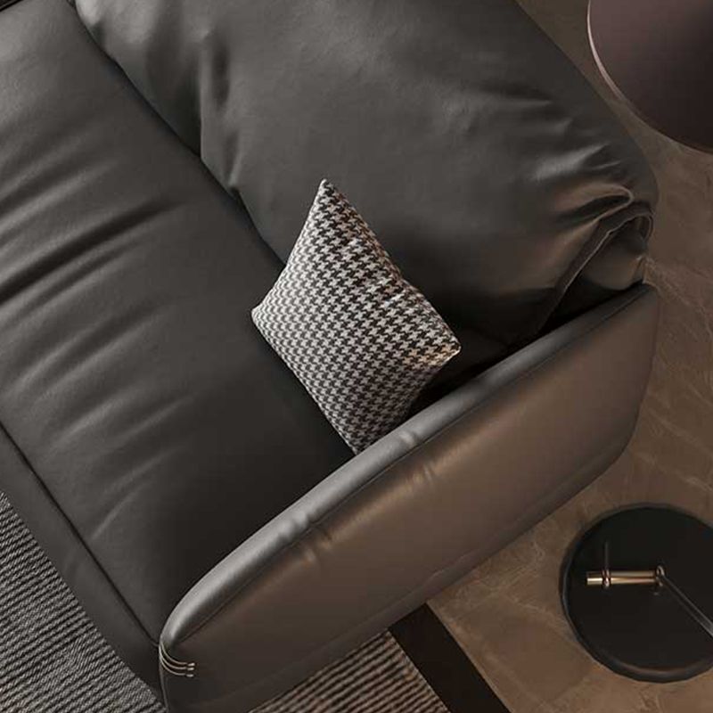 Panchina del divano resistente al braccio quadrato contemporaneo in pelle con cuscini