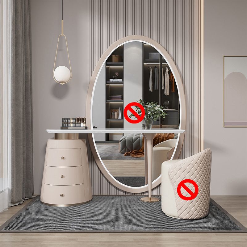 3 Schubladen weißes Make -up -Eitelkeitsverkesseltisch Stuhl Set, 17,71 "W x 29,52" H