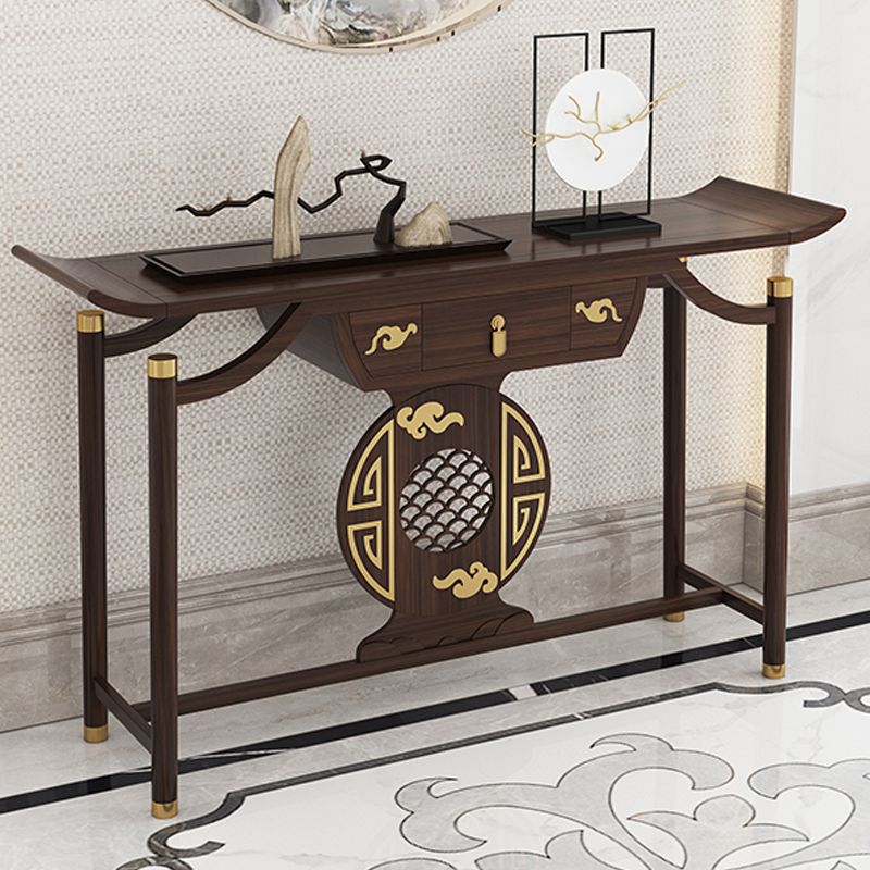 Mesa de consola de consola contemporánea de rectángulo mesa de sofá de consola de madera en marrón