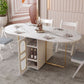 Modern Sintered Stone Dining Table Oval Drop-Leaf 59" Dining Table with Gold Frame Clearhalo ' dining_table' 'Dining Tables & Seating' 'Dining Tables' 'furn' 'furn_dining_table' 'Furniture' 'furniture_dining_table' 'Kitchen & Dining Furniture' 'kitchen&dining_furn' 'kitchen' 'kitchen_dining_table' 1200x1200_db0ea187-0242-4145-82ac-ce7221026814
