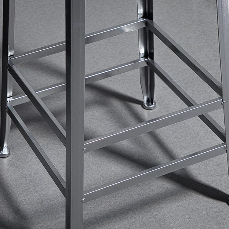 Armless Indoor Barstool Industrial Leather Counter Stool Brushed Silver Clearhalo 'Bar Furniture' 'Bar Stools' 'bar_stools' 'furniture_bar_stools' 'Kitchen & Dining Furniture' 'kitchen&dining_furn' 'kitchen' 'kitchen_furn' Furniture' 1200x1200_db0f52e6-3b45-4041-8e96-a3c32b4f1b60
