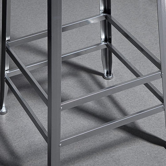 Armless Indoor Barstool Industrial Leather Counter Stool Brushed Silver Clearhalo 'Bar Furniture' 'Bar Stools' 'bar_stools' 'furniture_bar_stools' 'Kitchen & Dining Furniture' 'kitchen&dining_furn' 'kitchen' 'kitchen_furn' Furniture' 1200x1200_db0f52e6-3b45-4041-8e96-a3c32b4f1b60