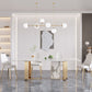 Traditional Luxury Double Pedestal Table Stone Dining Table with Stainless Steel Base