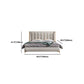 Contemporary Wingback Bed with Upholstered Headboard, 51" Tall Solid Color Bed
