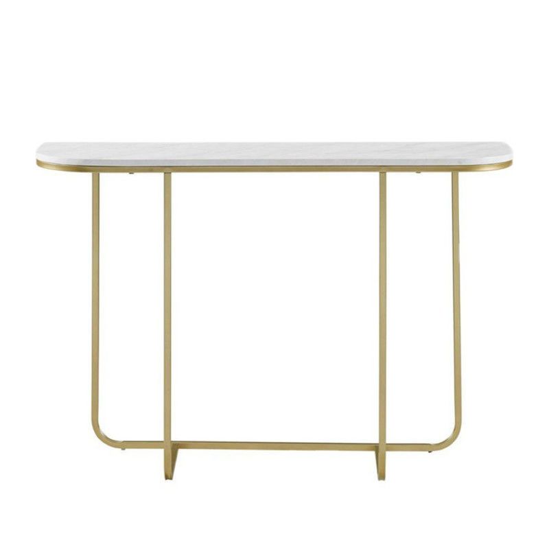 Mesa de consola de media luna de mármol Mesa de acento moderna de 1 estante para Hall