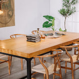 Solid Wood Top Dining Table Industrial Rectangle Table with Trestle Base Clearhalo 'Dining Tables & Seating' 'Dining Tables' 'dining_table' 'furn' 'furn_dining_table' 'Furniture' 'furniture_dining_table' 'Kitchen & Dining Furniture' 1200x1200_db0fb8f8-24c6-4a6e-aa6c-b2c1d354985c