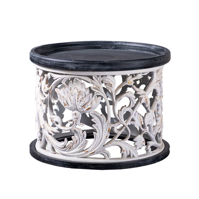 Black/wood/yellow Solid Wood Round Coffee Table with Frame Base Cocktail Table Clearhalo 'Coffee & Accent Tables' 'End & Side Tables' 'end_side_table' 'end_side_tables' 'furn' 'furn_end_side_tables' 'Furniture' 'furniture_end_side_table' 'Living Room Furniture' 1200x1200_db0fe779-1b7e-4de1-abcf-007cecefe967