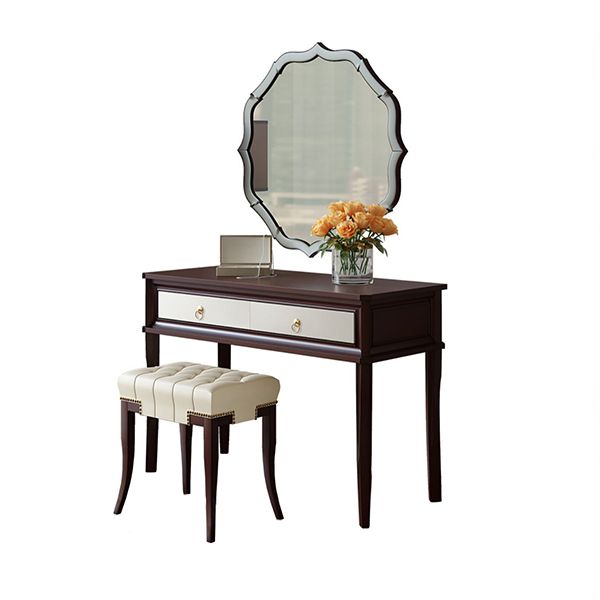 Standing Brown 2-Drawer Bedroom Solid Wood Makeup Vanity Desk Table Clearhalo 'Bedroom Furniture' 'furn' 'furn_makeup_vanities' 'Furniture' 'Makeup Vanities' 'makeup_vanities' 1200x1200_db104ca4-ded2-4d51-b08a-2a1a968203e4