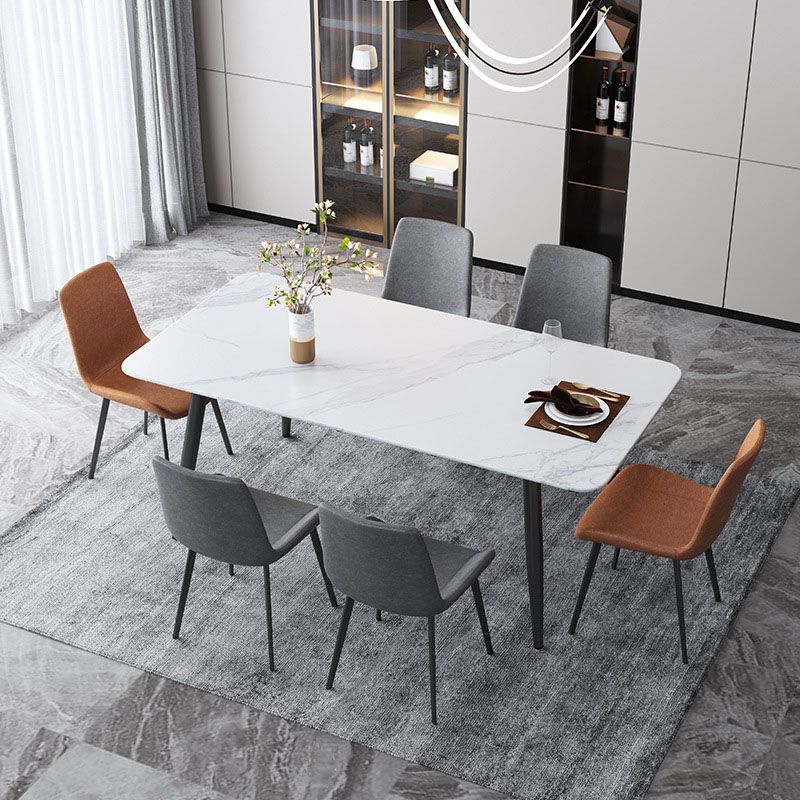 Black Metal Frame Industrial Rectangle Dining Table Sintered Stone Table for Home Clearhalo 'Dining Tables & Seating' 'Dining Tables' 'dining_table' 'furn' 'furn_dining_table' 'Furniture' 'Kitchen & Dining Furniture' 1200x1200_db10818f-9b98-47fc-bd1f-51cbfdc3dfac