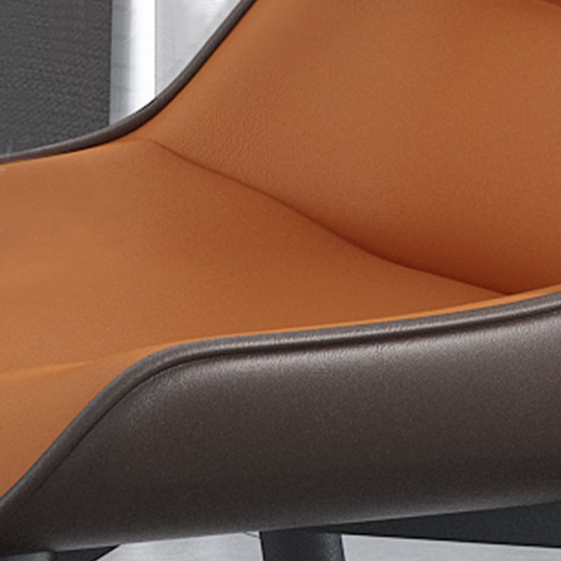 Moderne stijl faux lederen eetkamerstoelen metalen armloze eetkamerstoel