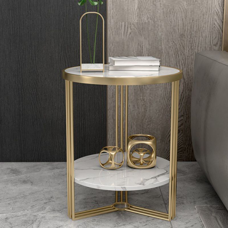 Tavolo da tavolo trasversale base in metallo oro marmo/tavolo tondo superiore in ardesia