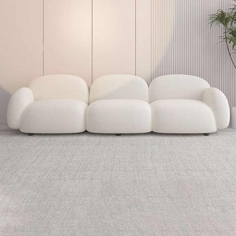 Modern Rolled Arm Sofa White Velvet Sofa for Living Room, Apartment