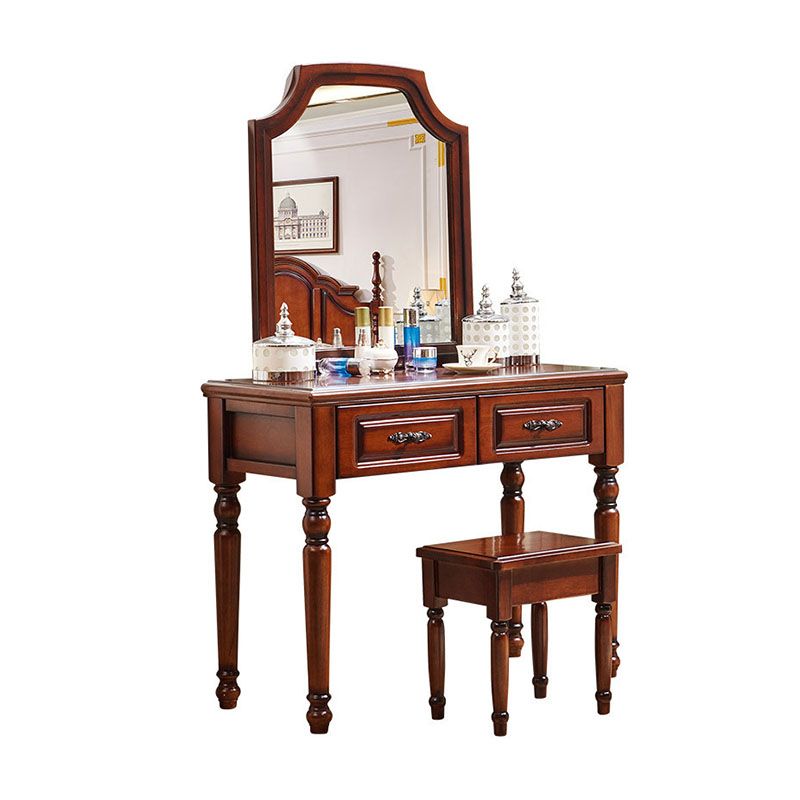 Bedroom Victorian Double Drawers Solid Wood Standing Make-up Vanity Clearhalo 'Bedroom Furniture' 'furn' 'furn_makeup_vanities' 'Furniture' 'Makeup Vanities' 'makeup_vanities' 1200x1200_db141502-bf60-41f1-899e-984f86855f27