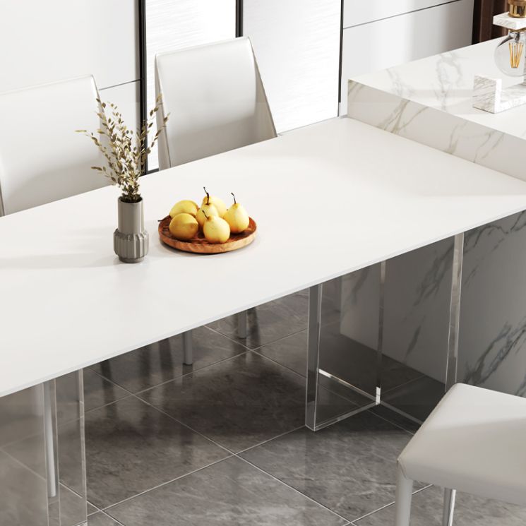 Modern Style Sintered Stone Dining Table Set White 1/4/6/7/8 Pieces Dining Set Clearhalo 'Dining Room Sets' 'Dining Tables & Seating' 'dining_room_set' 'furn' 'furn_dining_room_set' 'Furniture' 'Kitchen & Dining Furniture' 1200x1200_db16adb2-dea3-49ef-b216-2c449a755516