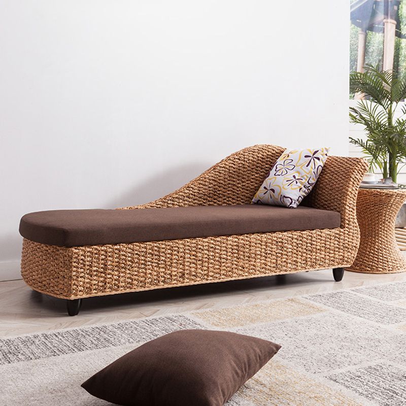 Upholstered Chaise Rattan Chaise Lounge Chair for Bedroom and Living Room