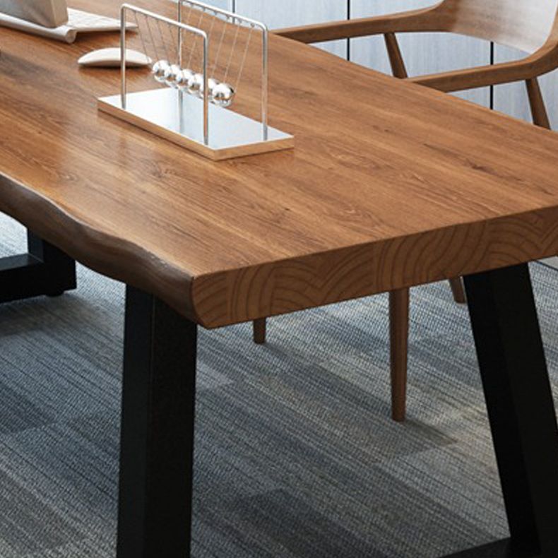 29"H Industrial Office Desk Rectangular Solid Wood Writing Desk Clearhalo 'furn' 'furn_office_desk' 'Furniture' 'Office Desks' 'Office Furniture' 'office_desk' 1200x1200_db1a54f7-19bb-4998-a9f4-a9ae873dd6f6