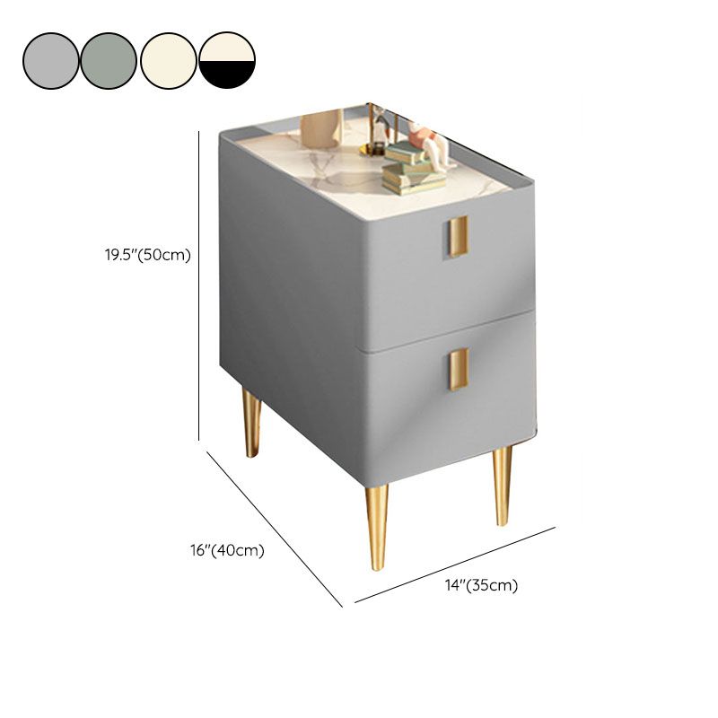 Gabinete de cama de piedra contemporáneo con 2 cajones de madera para dormitorio
