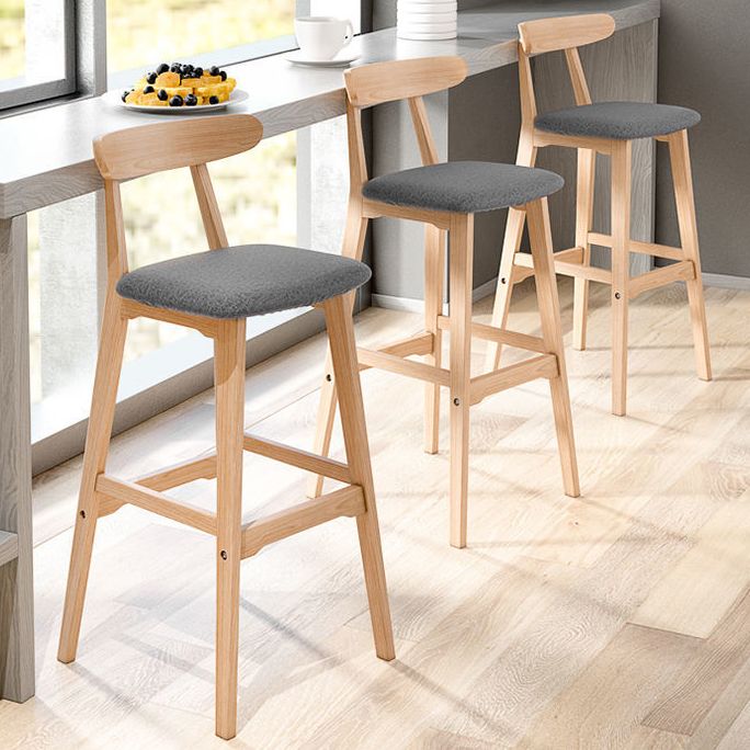 Scandinavian Restaurant Rubberwood Stool Matte Finish Upholstered Bar Stools Clearhalo 'Bar Furniture' 'Bar Stools' 'bar_stools' 'furn' 'furn_bar_stools' 'Furniture' 'furniture_bar_stools' 'Kitchen & Dining Furniture' 1200x1200_db1b9a94-bdd5-4b05-940a-bee39522b6b3