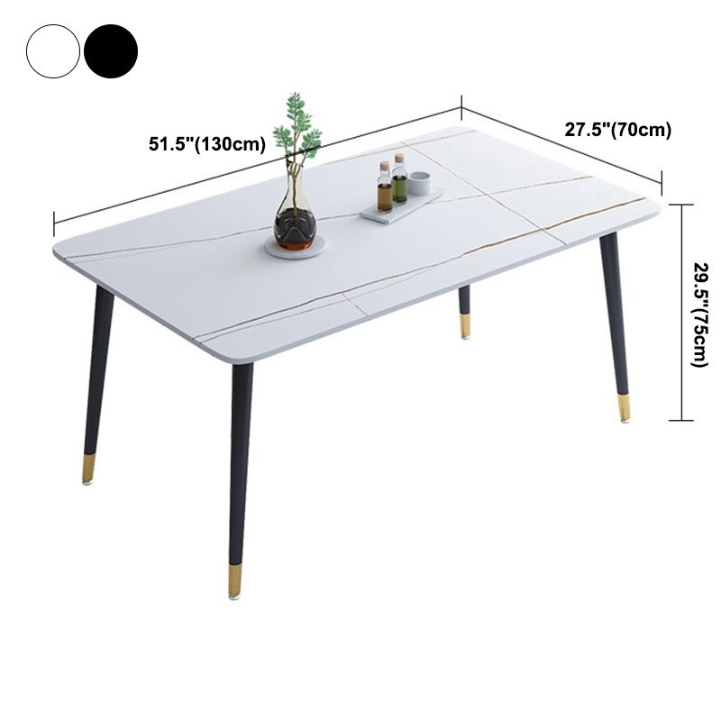 Traditional Luxury Rectangle Dining Table Sintered Stone Table with 4 Black Legs Clearhalo ' dining_table' 'Dining Tables & Seating' 'Dining Tables' 'furn' 'furn_dining_table' 'Furniture' 'furniture_dining_table' 'Kitchen & Dining Furniture' 'kitchen&dining_furn' 'kitchen' 'kitchen_dining_table' 1200x1200_db1c6ddd-d7af-4590-94f1-035f5d83704e