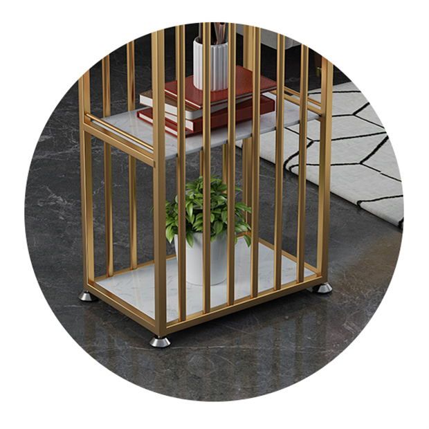 1/3 Piezas GlamoM Iron Bistro Set White Rectangle Faux Marble Top Table Plana con estante