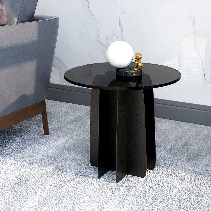 Modern Style White Slate & Grey Glass Top Iron Craft Round Coffee Table Clearhalo 'Coffee & Accent Tables' 'Coffee Tables' 'coffee_tables' 'furn' 'furn_coffee_tables' 'Furniture' 'Living Room Furniture' 1200x1200_db1f27b9-d18c-4f96-b1b5-ad15e4a9c7e9