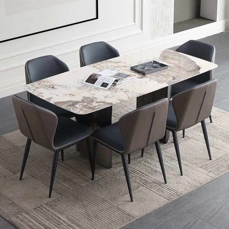 Rectangular Dining Table Modern Stone Top Dining Table with Double Pedestal Clearhalo ' dining_table' 'Dining Tables & Seating' 'Dining Tables' 'furn' 'furn_dining_table' 'Furniture' 'furniture_dining_table' 'Kitchen & Dining Furniture' 'kitchen&dining_furn' 'kitchen' 'kitchen_dining_table' 1200x1200_db20d626-35df-4d6f-a815-9f6d80a80e10