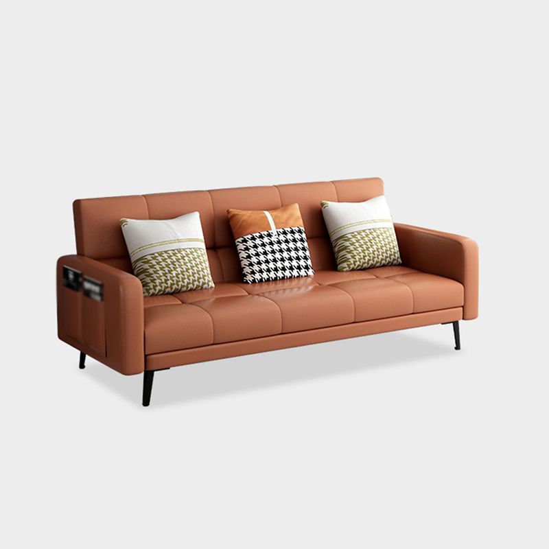Faux Leather Convertible Sofa Square Arm 39 "W Sofa with Storage Clearhalo 'furn' 'furn_sofas' 'Furniture' 'furniture_sofas' 'kitchen' 'kitchen_sofas' 'Living Room Furniture' 'Sofa' 'sofas' 1200x1200_db2116c5-fdaa-42ef-85c6-5545830d3db7