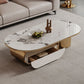 Elliptical Slate Top Coffee Table 1 -shelf Glam Cocktail Table with 1 - Drawer