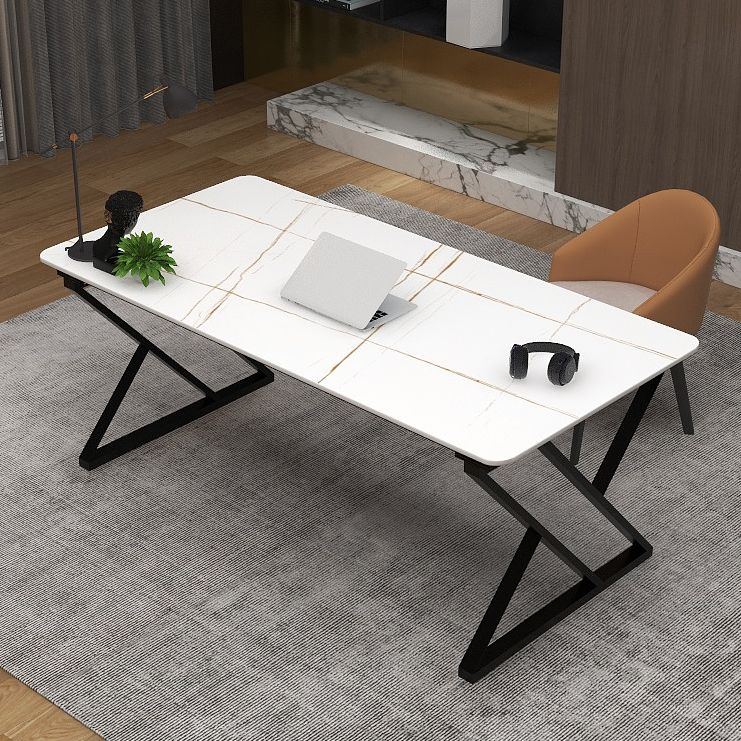 Contemporary Rectangular Writing Desk Stone Sled Base Office Desk Clearhalo 'furn' 'furn_office_desk' 'Furniture' 'furniture_office_desk' 'Office Desks' 'Office Furniture' 'office_desk' 1200x1200_db21c44a-5362-494a-9973-f4459146b79d