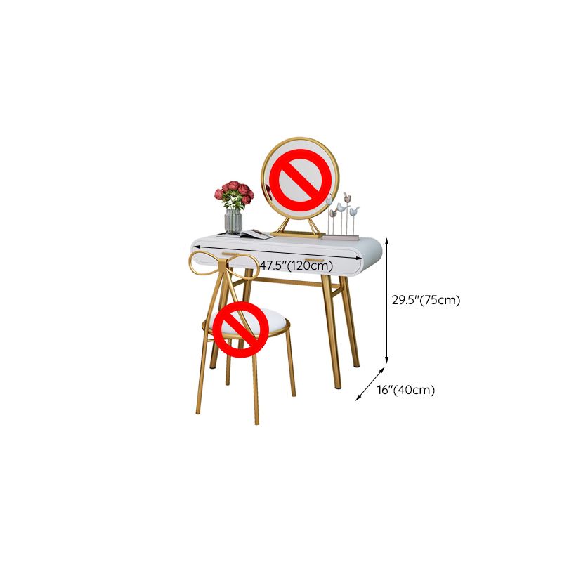 Weißgold -Make -up -Theke mit Schubladen Glama -Waschtisch, 15,74 "breit