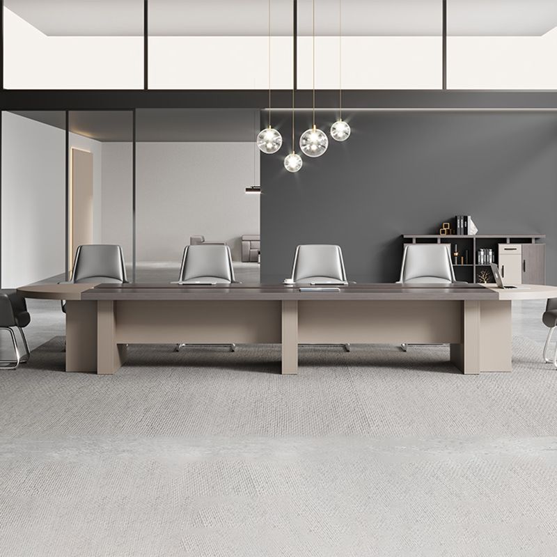 Contemporary Executive Desk Office Oval Executive Desk with Hutch Clearhalo 'furn' 'furn_office_desk' 'Furniture' 'Office Desks' 'Office Furniture' 'office_desk' 1200x1200_db256e13-b89b-4672-bb50-28db961248f4