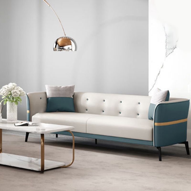 Getufte wijd uitlopende arm bank hedendaagse faux lederen vlekbestendige bank