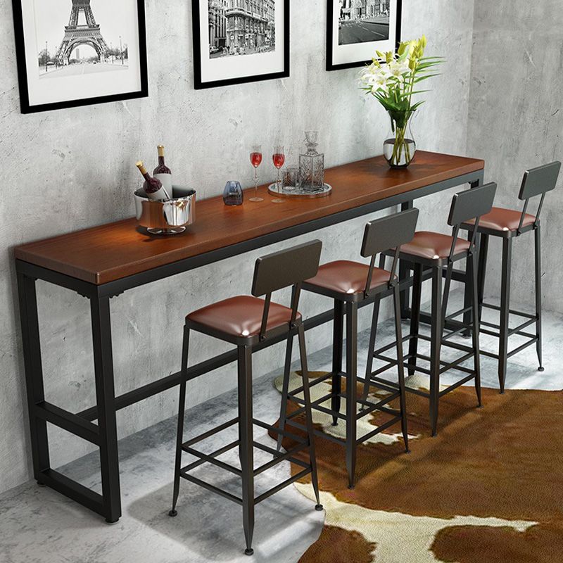 Trestle Base Dining Table Rectangle Brown Solid Wood Bar Table for Kitchen Living Room Clearhalo 'Bar Furniture' 'Bar Tables' 'bar_tables' 'furn' 'furn_bar_tables' 'Furniture' 'Kitchen & Dining Furniture' 1200x1200_db29b192-8e80-4859-b0af-4421cb309c10
