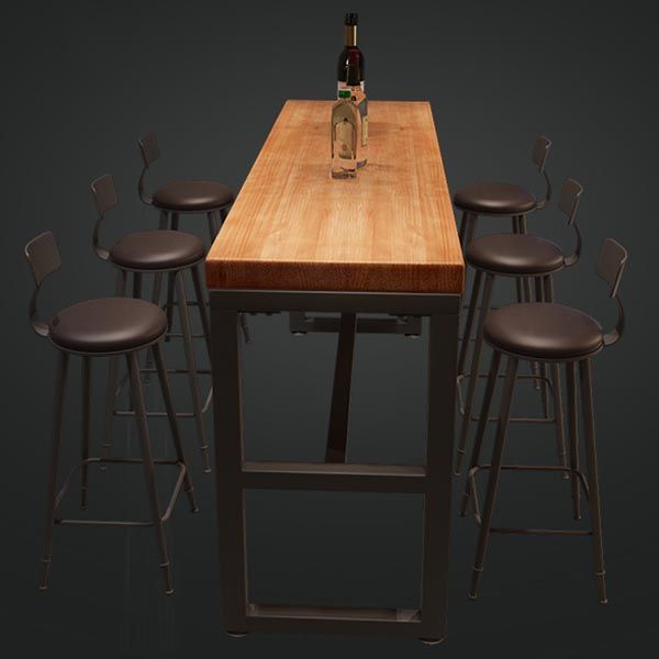 Modern 1/4/6/7 Pieces Bar Table Set Rectangle Wood Counter Table with High Stools for Cafe Clearhalo 'Bar Furniture' 'furn' 'furn_home_bar_bar_sets' 'Furniture' 'Home Bars & Bar Sets' 'home_bar_bar_sets' 'Kitchen & Dining Furniture' 1200x1200_db2a27ba-82fe-4ff9-8d0d-6b6630c9e62a
