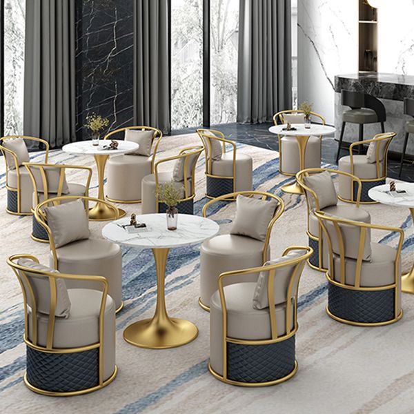 Juego de comedor glamoroso con sillas de cuero 1/4/5 piezas de mesa blanca brillante juego de mesa de comedor de piedra blanca